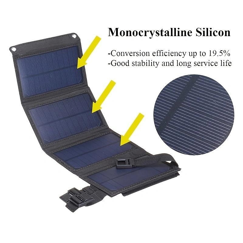 20W Portable Solar Charger 5V Foldable Solar Panel With USB Port Compatible With Cell Phone Digital SLR Power Bank For Outdoor Camping Hiking RV Trip2