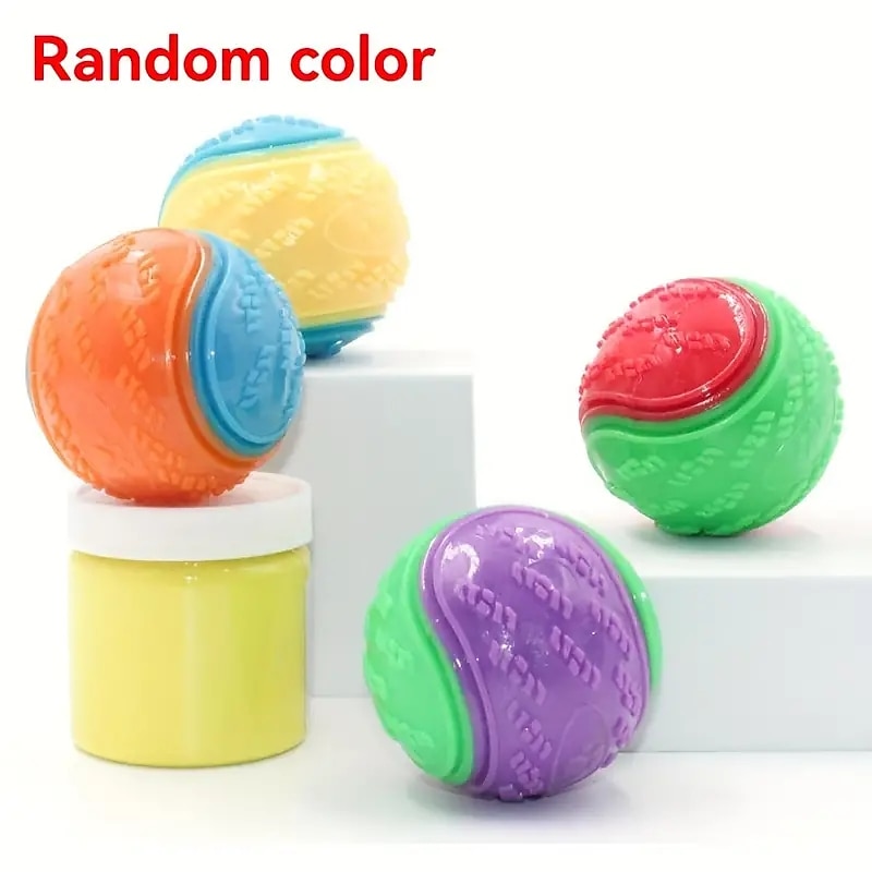 1pc Pet Dog Ball Toy Squeaky Toy For Dog Chew Toy Puppy Molar Toy Dog Interactive Toys Random Color4