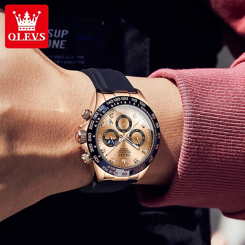OLEVS 2875 Luxury Men's Watches Top Brand Quartz Watch Silicone Sport Date Chronograph Waterproof Multifunction Watch4