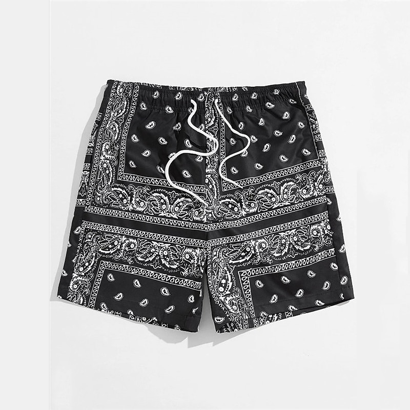 Men's Paisley Color Block Flower / Floral Shorts Summer Shorts Beach Shorts Mid Waist Streetwear Hawaiian Designer Casual Daily Holiday Drawstring Elastic Waist 3D Print Designer Clothing Apparel