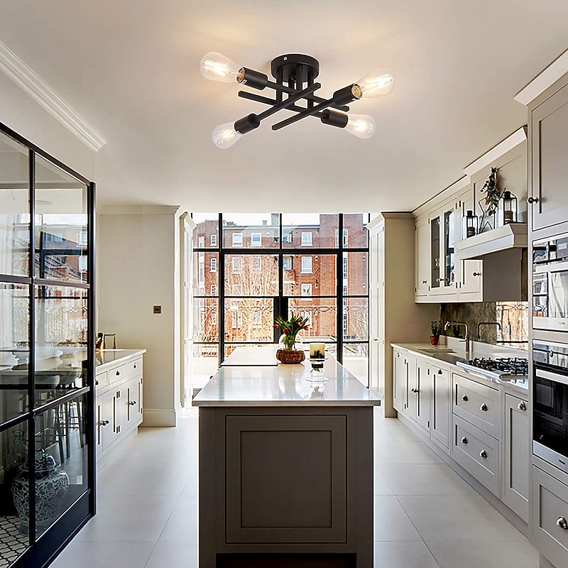 LED Ceiling Light 4-Light 38cm Nordic Style Chandelier Sputnik Design Metal Artistic Style Industrial Painted Finishes Kitchen Bedroom Kids Room Lights Warm White 110-240V3