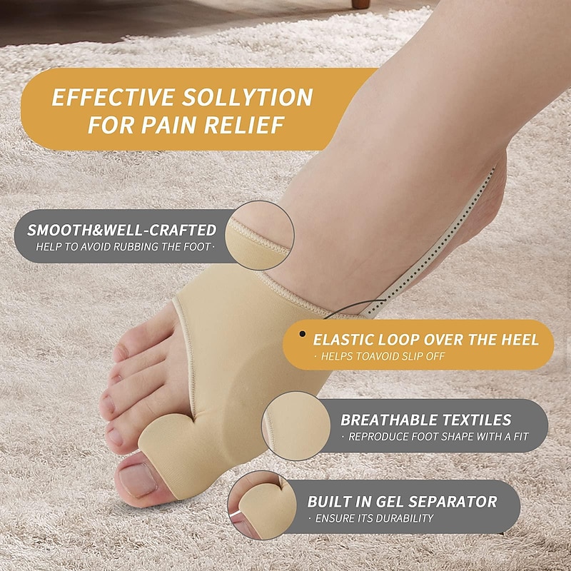 Upgraded Bunion Corrector for Women & Men 2 Pcs, Non-Surgical Bunion Socks Toe Corrector Comfortable & Breathable for Day/Night Support, Hallux Valgus Pain Relief Non-Slip Big Toe Straightener3