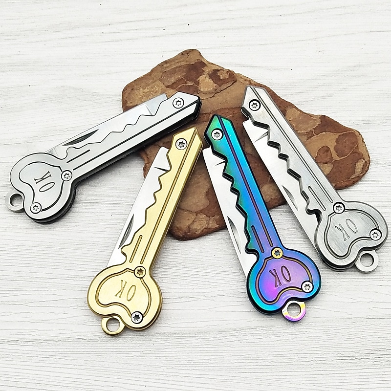 OK Foldable Knife Key Chain Mini Pocket Knife Box Cutter Keychain Pendant Color Handle Decoration3