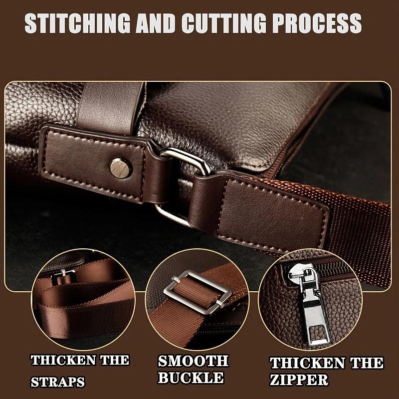Men's Brown Faux Leather Shoulder Bag – Business Crossbody Messenger Bag for Work & Travel4