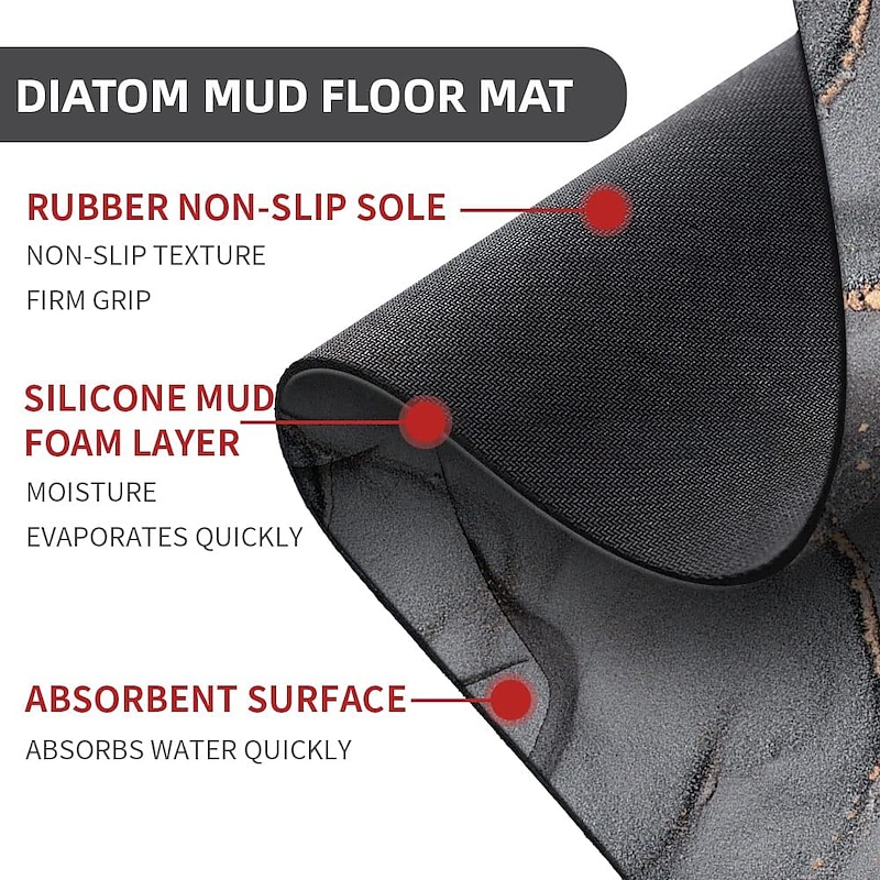 Diatomaceous Earth Bath Mat Super Absorbent Toilet Door Quick-Drying Foot Mat Entry Door Mat Non-Slip Mat2