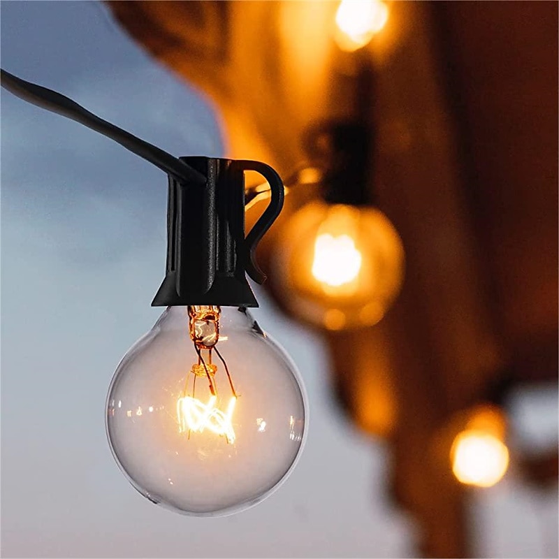 LED Outdoor String Lights Hanging Globe Patio Lights 10ft 10LED/25ft 25LED/30ft 30LED/50ft 50LED G40 with Clear Bulbs Connectable Backyard Lights for Indoor Outdoor Decor Hanging Sockets E12 Base2
