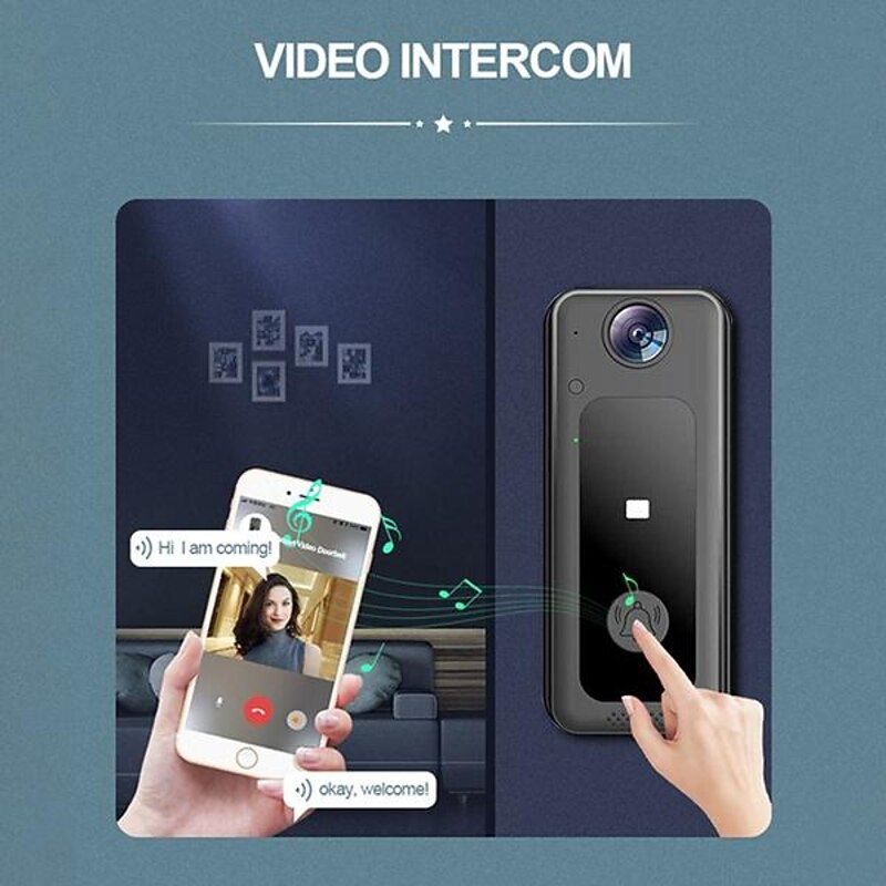 Smart Video Doorbell WiFi Wireless Intercom Door Ring Camera Bell Security Wide Angle Two-way Talk3