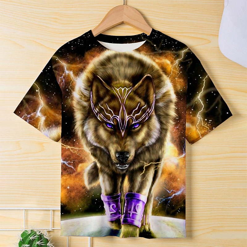 Boys 3D Graphic Animal Wolf T shirt Tee Short Sleeve 3D Print Summer Spring Active Sports Fashion Kids 3-12 Years Outdoor Casual Daily Regular Fit3