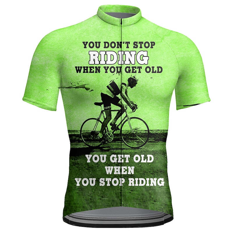 Men's Cycling Jersey Graphic Letter & Number Short Sleeve Bike Jersey Top with 3 Rear Pockets Mountain Bike MTB Road Bike Cycling Quick Dry Reflective Strips Back Pocket Moisture Wicking Sports3