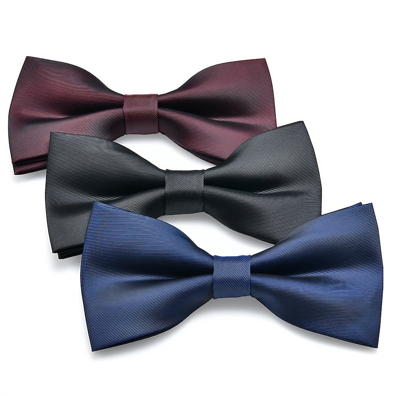 Men's Bow Tie Neckties Bowtie Pre-Tied Adjustable Bow Plain Wedding Birthday Party