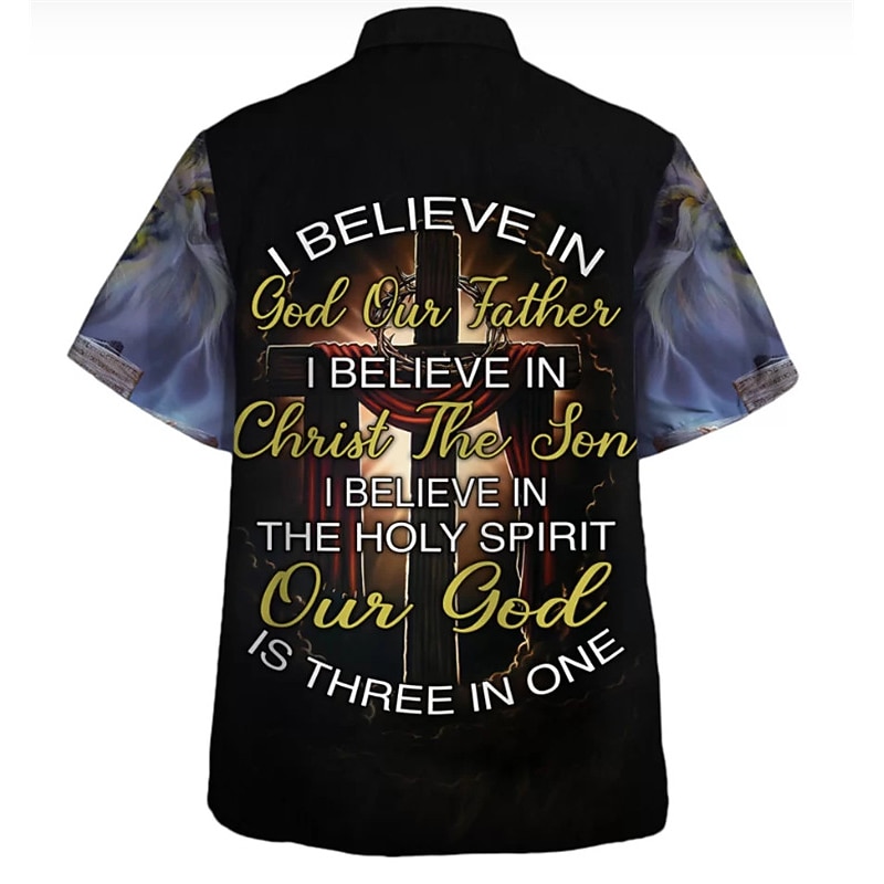 American Independence Day Men's Letter Cross American Flag Shirt Button Up Shirt Short Sleeve Fashion Streetwear Designer Daily Going out Weekend Summer Spring Turndown Print Black Yellow Khaki4