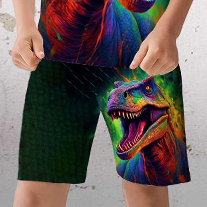 Boys 3D Graphic Dinosaur Dragon T-shirt & Shorts T-shirt Set Clothing Set Short Sleeve 3D prints Summer Spring Active Sports Fashion Polyester Kids 3-13 Years Outdoor Street Vacation Regular Fit2