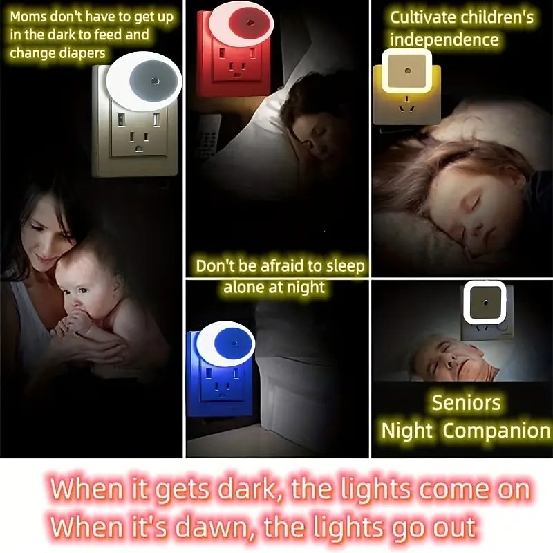 1pc Smart LED Night Light Automatically Energy Efficient for Corridors Bedroom Bathroom Kitchen Light Control Touch Sensor Light 5 Colors Option 0.5W 110-230V3