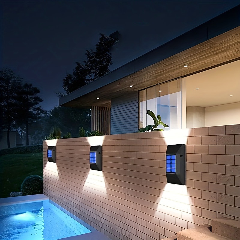 Solar Wall Sconce Outdoor Decoration Garden Wall Light IP65 Waterproof Up and Down Luminous Outdoor Garden Decoration Fence Light2