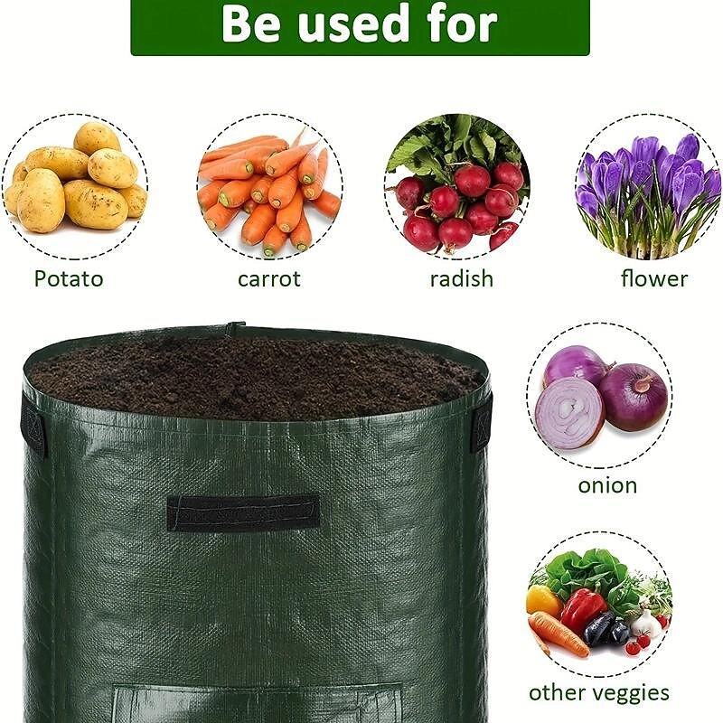 4pcs Potato Grow Bags 10 Gallon Grow Bags With Flap And Handles Plant Container Planter Pot For Potato Tomato And Vegetables Green2