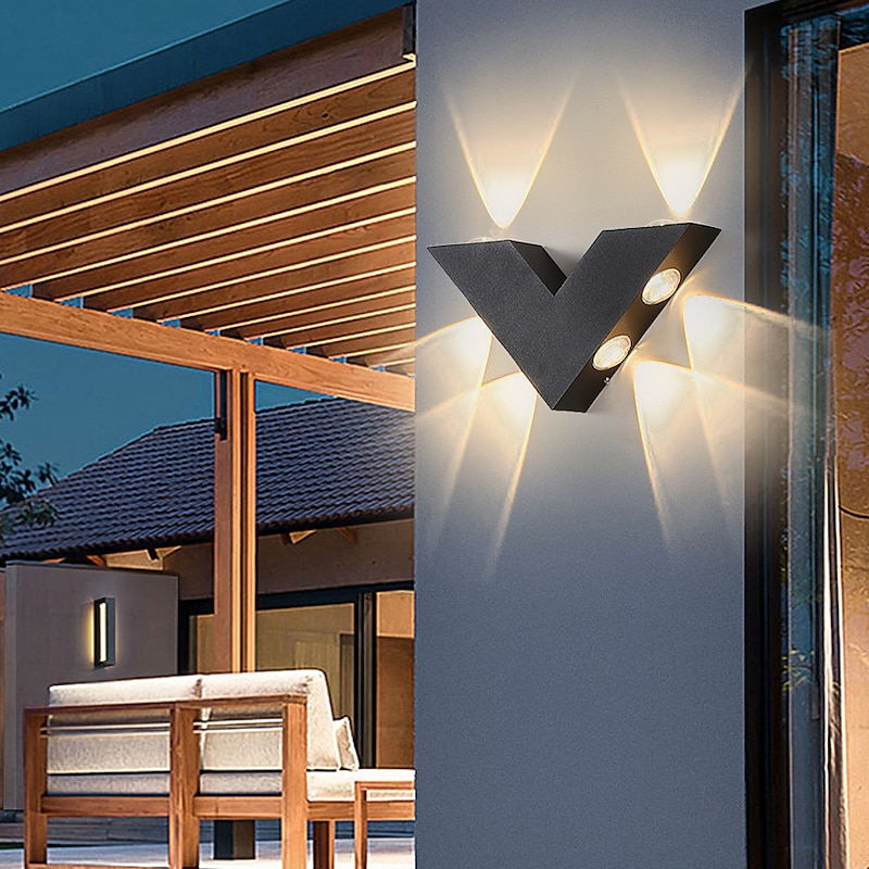 Outdoor LED Wall Sconce Waterproof 10W Up and Down Lighting Curved Indoor Double-Head Modern Light Fixture Warm White for Bedroom