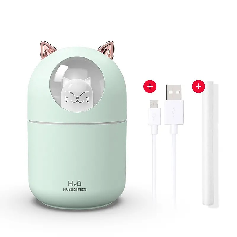 Cute Cat USB Mini Fragrance Humidifier Household Suitable Cool Mist with Adjustable Mist Mode 300ml Water Tank Waterless Auto Shut-off for Bedroom Home Office4
