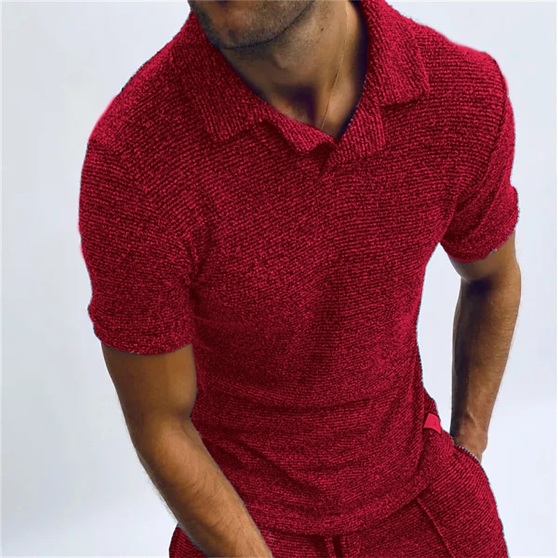 Men's Sport Polo Polo Shirt Casual Holiday Cuban Collar Short Sleeve Fashion Basic Plain Quick Dry Summer Regular Fit Azure Black Red Brown Gray Sport Polo4