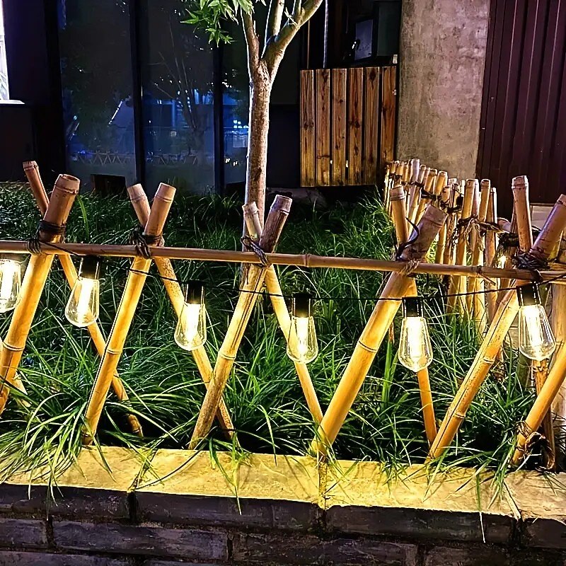 Elegant Wedding Party Reception Solar Outdoor String Lights – 5M 20 Vintage Bulbs for Camping, Patio, Garden, Waterproof LED Light with Solar Panel2