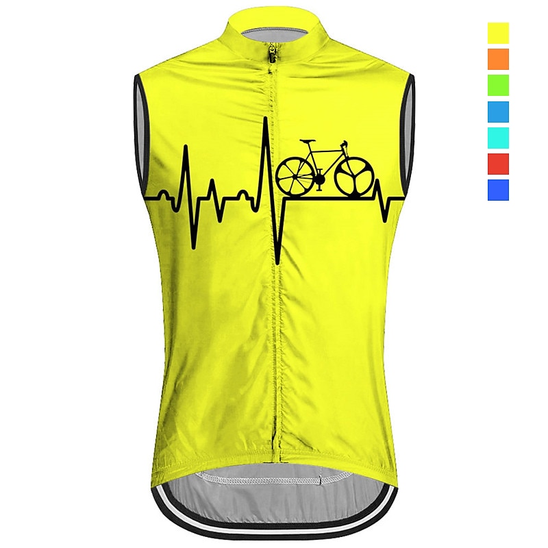 Men's Cycling Vest Cycling Jersey Graphic Sleeveless Bike Vest / Gilet Jersey Top with 3 Rear Pockets Mountain Bike MTB Road Bike Cycling Quick Dry Back Pocket Moisture Wicking Breathable Sports