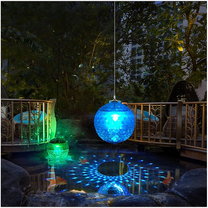 Floating Pool Lights Solar Pool Lights with RGB Color Changing Waterproof Pool Lights that Float for Swimming Pool at Night Hangable LED Disco Glow Ball Lights for Pond Garden Backyard4