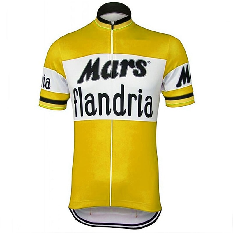 Men's Cycling Jersey Patterned Letter & Number Belgium Short Sleeve Bike Jersey Top with 3 Rear Pockets Mountain Bike MTB Road Bike Cycling UV Resistant Quick Dry Back Pocket Sweat-Wicking Sports2