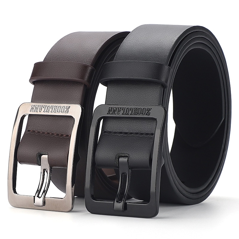 Men's Faux Leather Belt Frame Buckle Black Coffee Alloy Retro Traditional Plain Daily Wear Going out Weekend