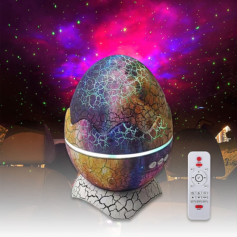 Star Projector Night Light Dinosaur Egg Projector Sky Galaxy Projector Ocean Wave Projector Light with Sleep White Noise Bluetooth Music Speaker Starlight Projector for Ceiling Decor Adult Kids Room Theater Party 5