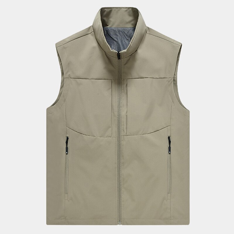 Men's Vest Gilet Fishing Vest Hiking Vest Sleeveless Vest Gilet Jacket Daily Wear Modern Contemporary Spring & Summer Outdoor Solid / Plain Color Zipper Standing Collar Loose Fit rice white Black2