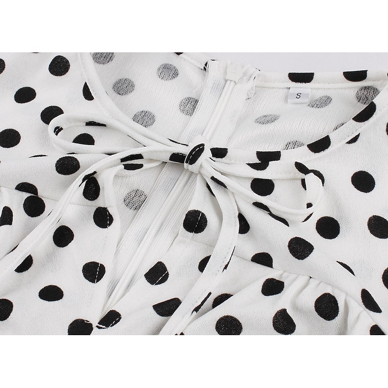 Polka Dots Retro Vintage 1950s Grease Outfits Midi A-Line Dress Swing Dress Flare Dress Color-Blocking Polka Dot Bow Tied Neck Fancy Dress Women's Masquerade Casual Daily Adults' Dress Homecoming4