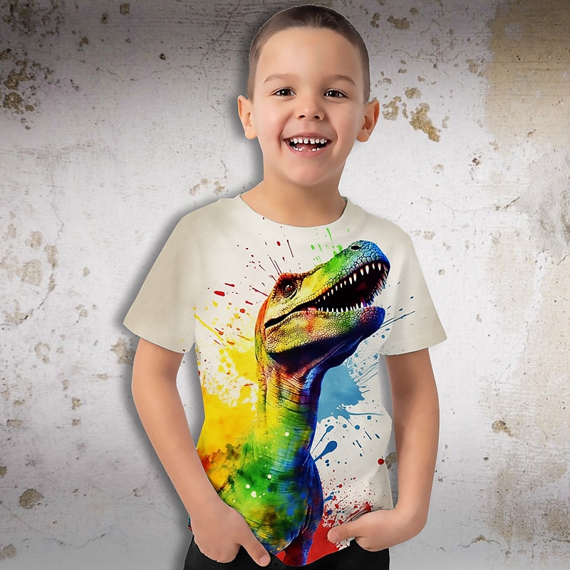 Boys 3D Graphic Animal Dinosaur T shirt Tee Short Sleeve 3D Print Summer Spring Active Sports Fashion Kids 3-12 Years Outdoor Casual Daily Regular Fit4