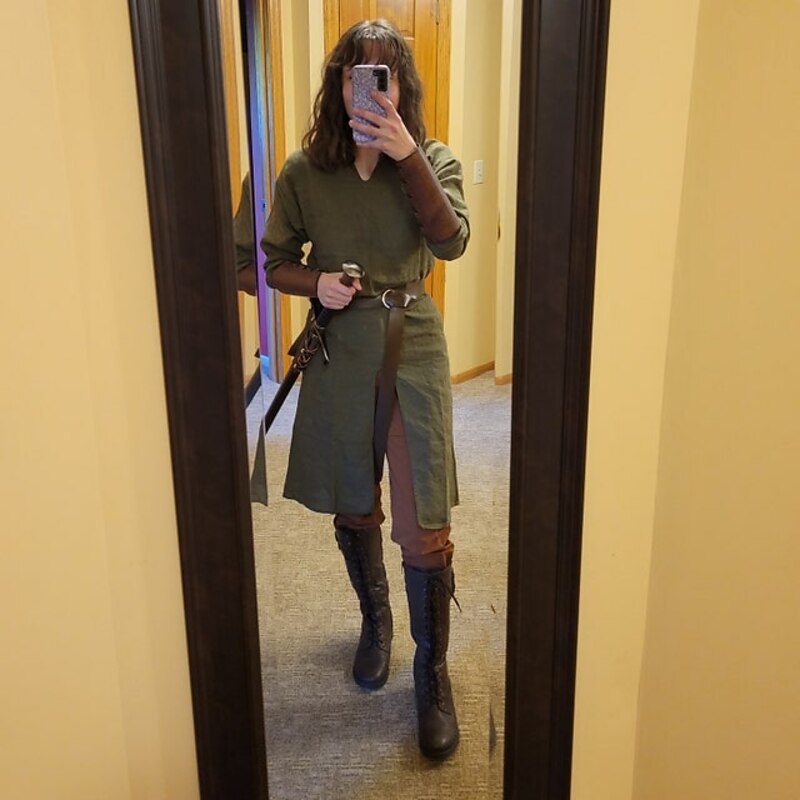 Medieval Renaissance 17th Century Outfits Shirt Belt Pouch Warrior Viking Ranger Archery Fancy Dress Men's Viking Fantasy Halloween Carnival Masquerade LARP Adults' Shirt Belt Bag All Seasons4