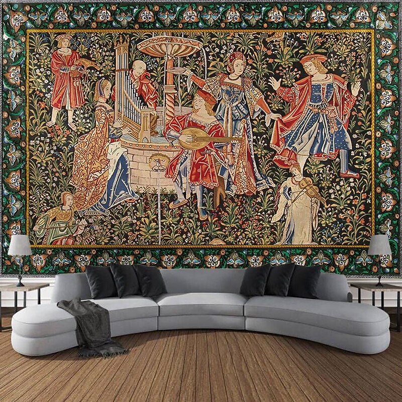 Medieval Painting Tapestry Middle Age Tapestry Wall Art Large Tapestry Mural Decor Photograph Backdrop Blanket Curtain Home Bedroom Living Room Decoration3