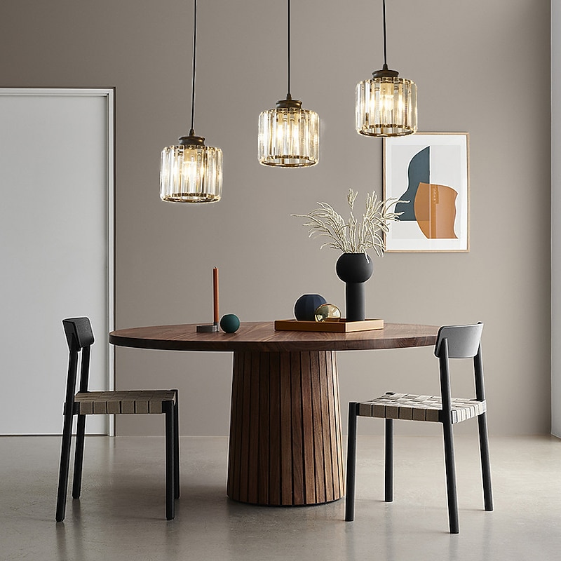 LED Pendant Lights Kitchen Island Crystal Chandeliers 1/3 Head  Modern Farmhouse Foyer Entryway Light Fixtures Ceiling Hanging Globe Over Table Warm White Black/Gold3