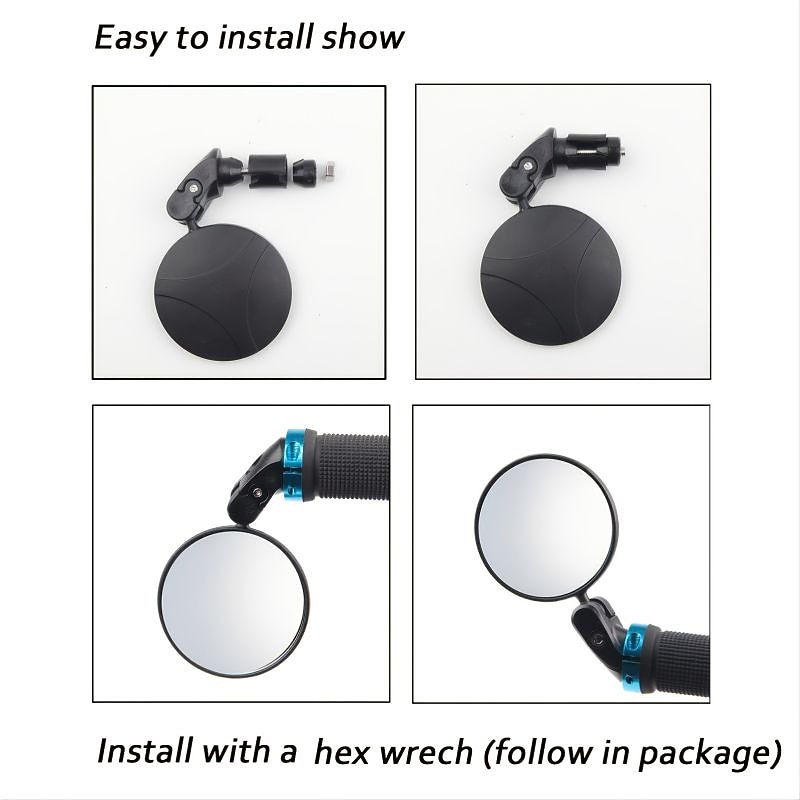 Boost Your Cycling Safety: 2pcs Bike Mirrors For Handlebars - Perfect Rear View Mirrors For Mountain &amp; Road Bikes!3