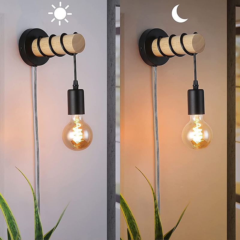 Wall Lamps Cute Creative Vintage Traditional Classic Wall Sconces Indoor Wall Lights Dining Room Shops  Cafes Wood Wall Light US Plug2