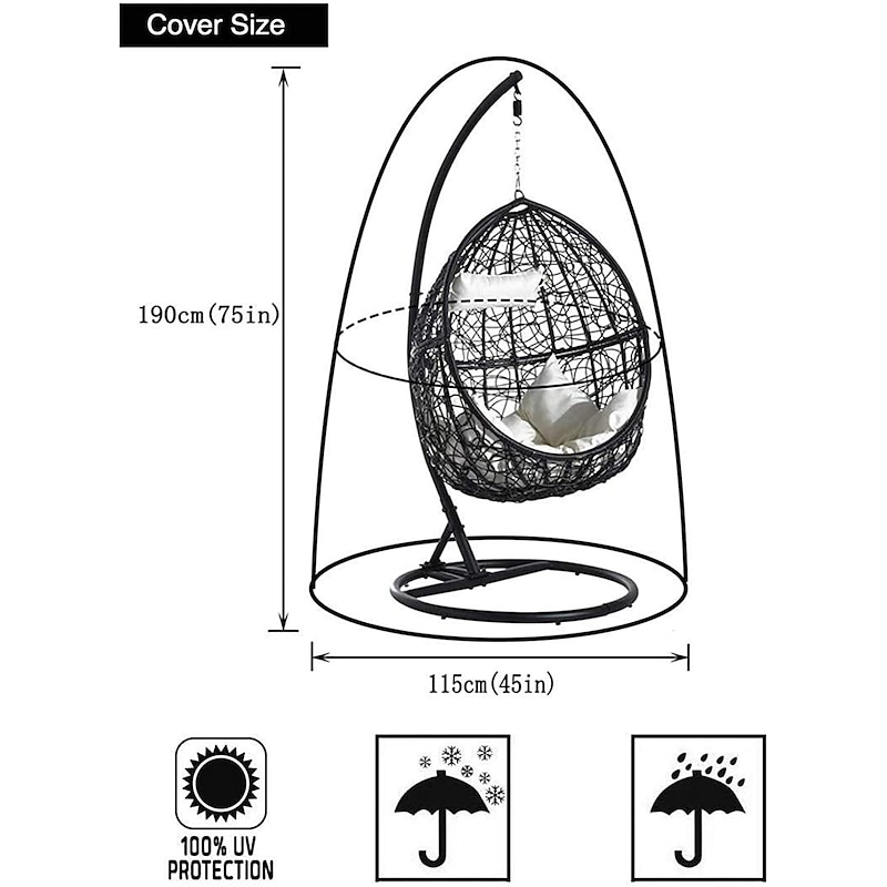 210D Waterproof Outdoor Chair Covers with Zipper, Durable Large Outdoor Chair Cover, Waterproof Windproof Anti-UV for Outdoor Swing Chair2