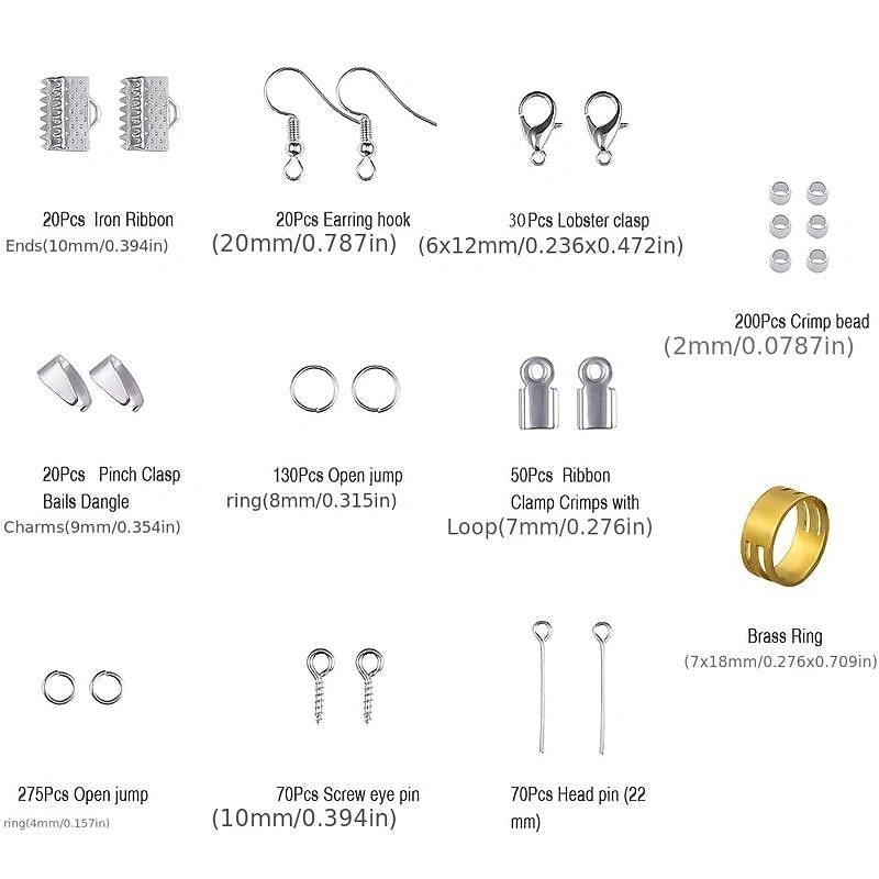 900pcs Jewelry Making Starter Kit Earrings Necklace Findings DIY Beads Plier Tools Set Jewelry Repair Tool Set Jewelry Accessories Suitable For Adults And Beginners2