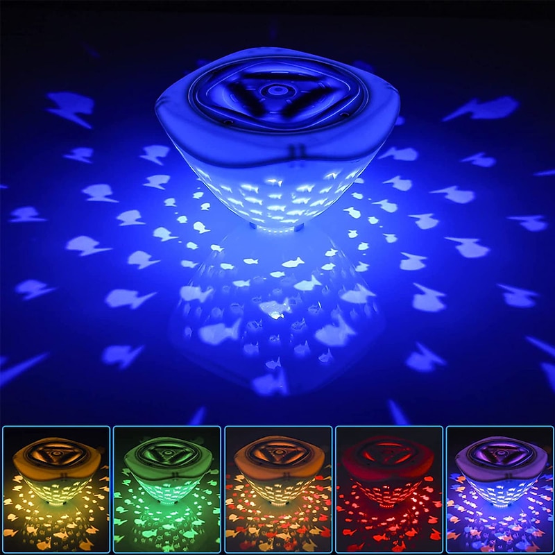 Swimming Floating Pool Lights Fish Pattern Color Changing Underwater Pool Light That Float 4 Colors 2 Modes Glow Hot Bath Tub Kids Toy LED Light Up Decor