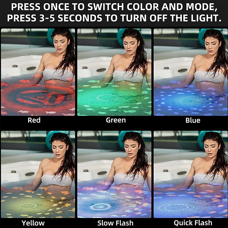 Swimming Floating Pool Lights Fish Pattern Color Changing Underwater Pool Light That Float 4 Colors 2 Modes Glow Hot Bath Tub Kids Toy LED Light Up Decor4