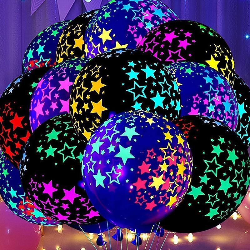 10pcs Glow in the Dark Balloon 12inch 30cm Carnival Party Decoration Transparent Fluorescent Wave Dot Candy Color Dot Wedding Party Decoration