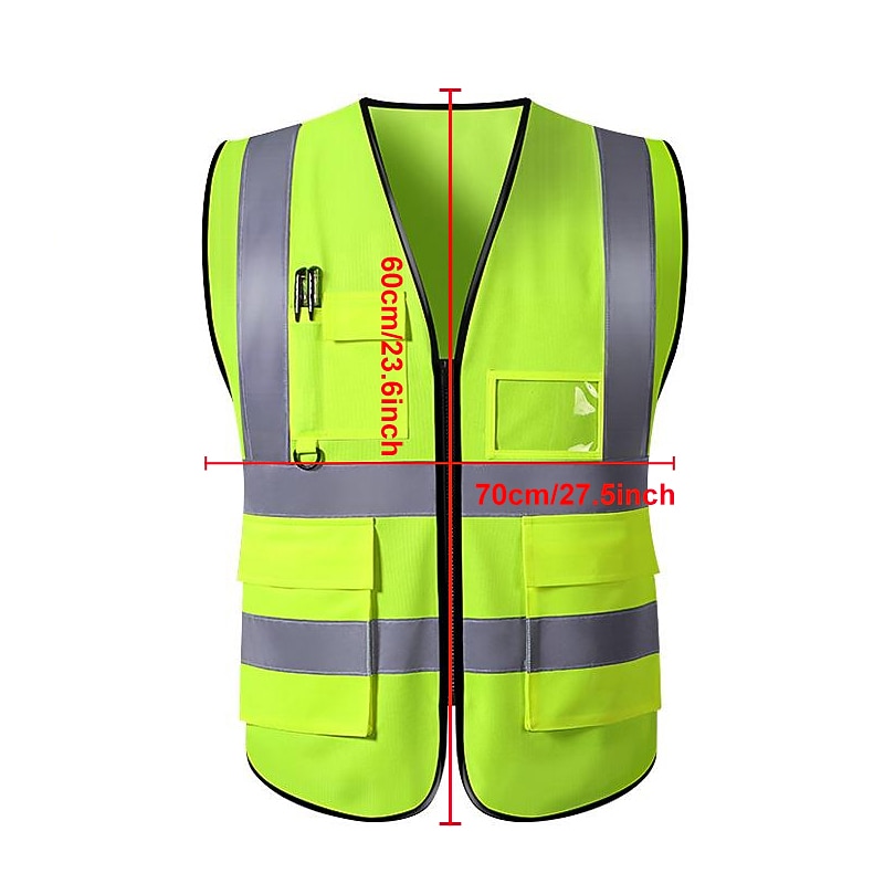 High Visibility Safety Vests with Pockets and Zipper Reflective Mesh Construction Vest for Men Women, Breathable Neon Working Vest for Traffic Work Outdoor Running Cycling Walking One size fits all4
