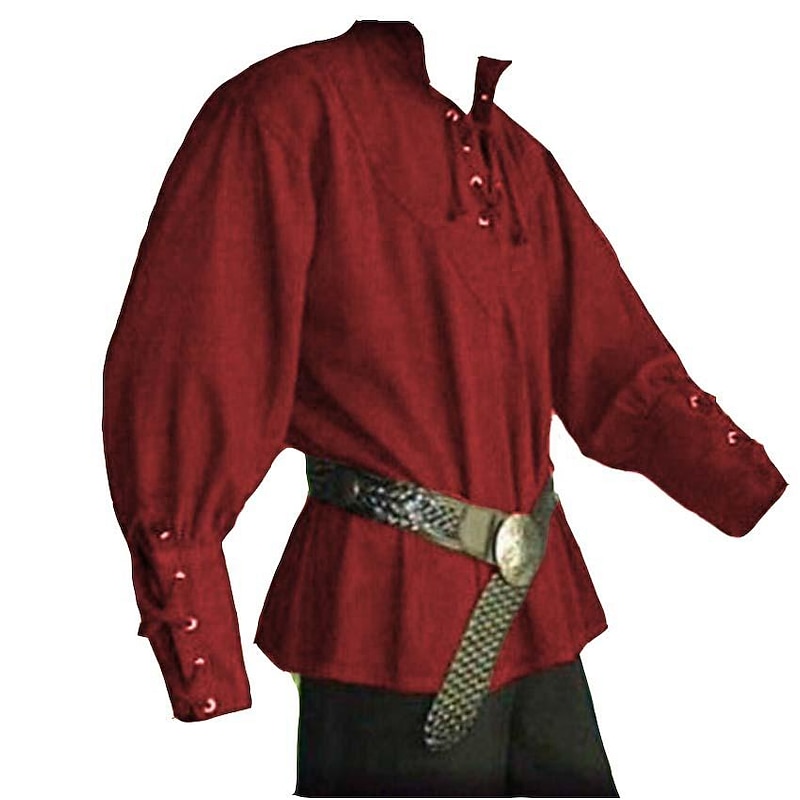 Warrior Knight Ritter Celtic Knight Punk & Gothic Medieval Renaissance 17th Century Blouse / Shirt Cosplay Costume Men's Drawstring Costume Vintage Cosplay Performance Stage Renaissance Fair Long2