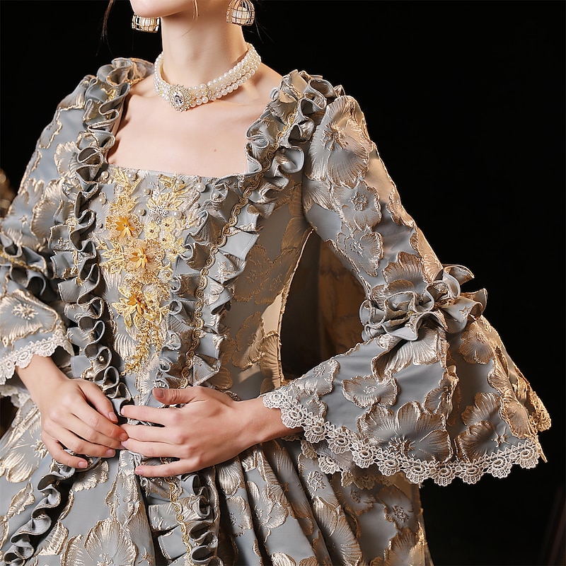 Gothic Rococo Victorian Dress Party Costume Prom Dress Princess Shakespeare Gentlewoman Lace Solid Color Ball Gown Fancy Dress Women's Royal Halloween Carnival Valentine's Day Performance Wedding2