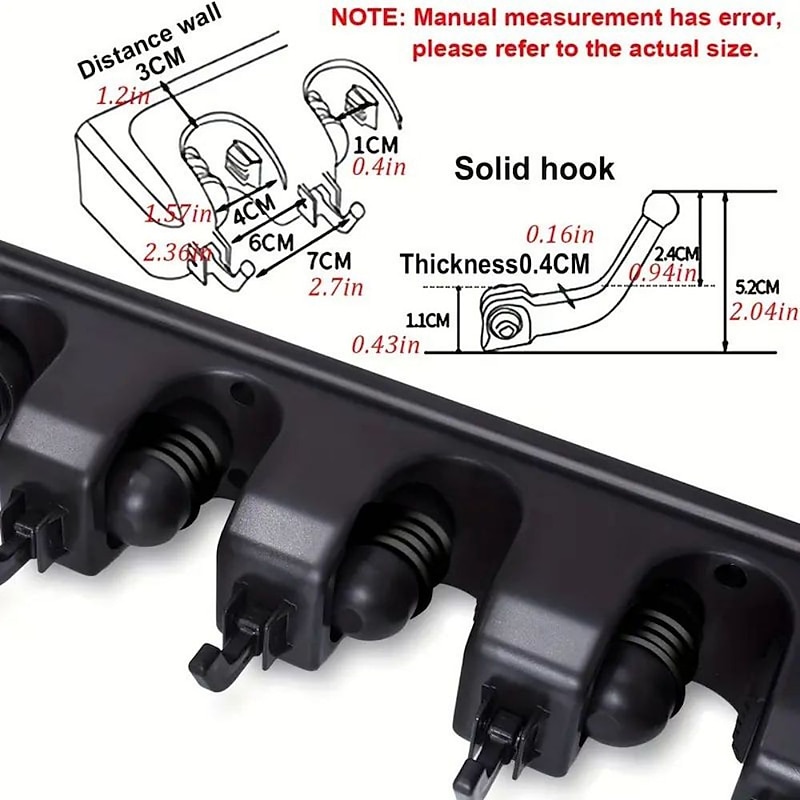 Broom Holder, Wall Mounted Garden Tool Organizer, Home Laundry Room, Kitchen, Closet, Shed, Garage Organization And Storage Utility Rack, 5 Slots & 6 Hooks, Rake, Shovel, Mop Hanger3