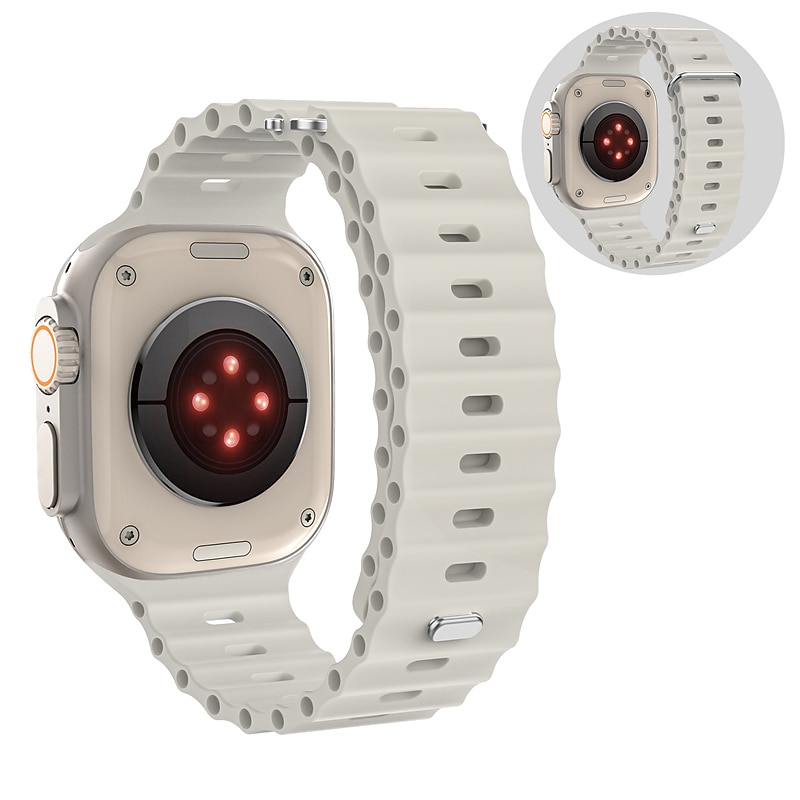 Ocean Band Compatible with Apple Watch band 38mm 40mm 41mm 42mm 44mm 45mm 49mm Waterproof Adjustable Women Men Silicone Strap Replacement Wristband for iwatch Series Ultra 8 7 6 5 4 3 2 1 SE4