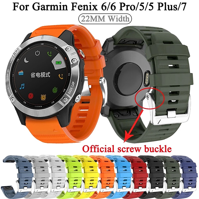 Watch Band for Garmin Fenix 7 7X 6 6X Pro Epix Pro 47mm 51mm Instinct 2X Approach S70 47mm S62 S60 Forerunner 955 945 Epix Marq Descent Quatix 22mm 26mm Silicone Replacement  Strap Adjustable Sport