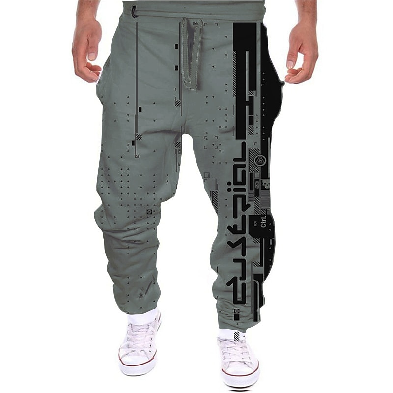 Men's Sweatpants Joggers Trousers Drawstring Side Pockets Elastic Waist Color Block Graphic Prints Comfort Breathable Sports Outdoor Casual Daily Streetwear Designer Black White Micro-elastic3