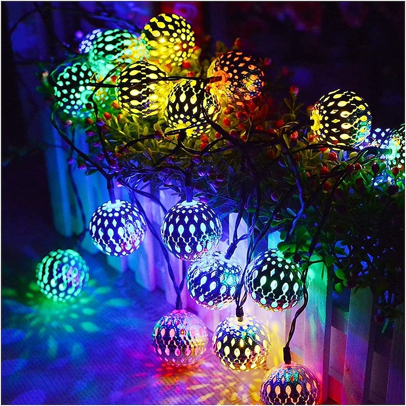 Elegant Wedding Reception Party Solar Moroccan String Lights LED Globe Fairy Lights Outdoor Waterproof  8 Lighting Modes IP65 Waterproof Ball Light Christmas Wedding Party Garden Holiday Decoration4