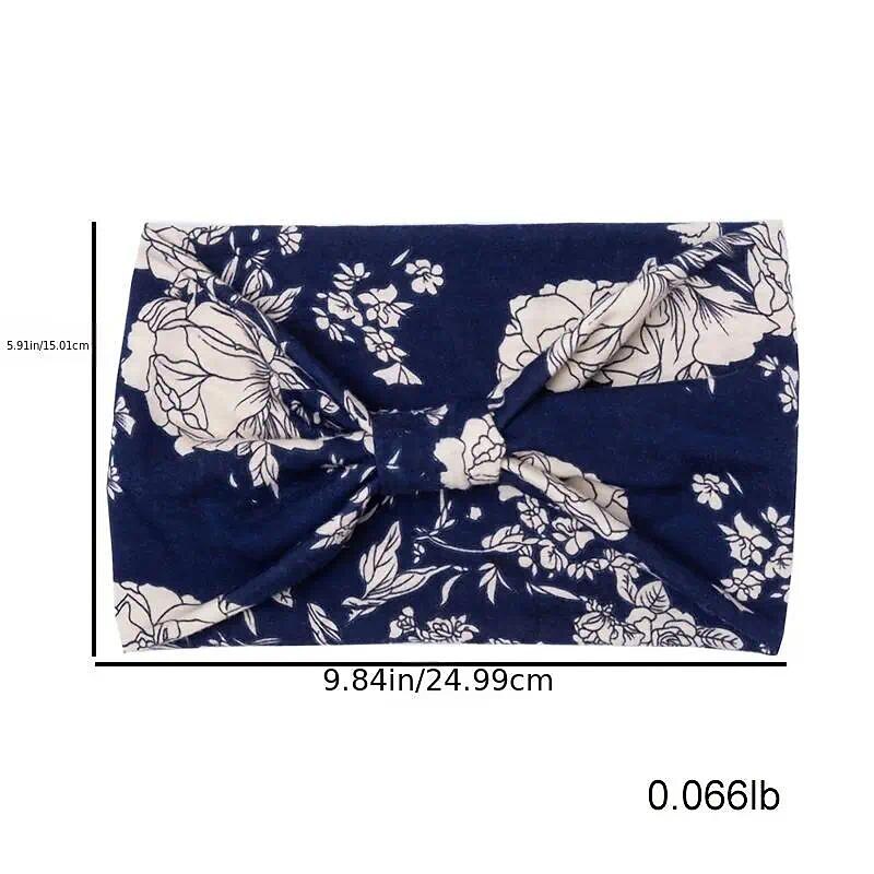 Boho Headbands Wide Knot Hair Scarf Floral Printed Hair Band Elastic Turban Thick Head Wrap Stretch Fabric Cotton Head Bands Thick Fashion Hair Accessories For Women4